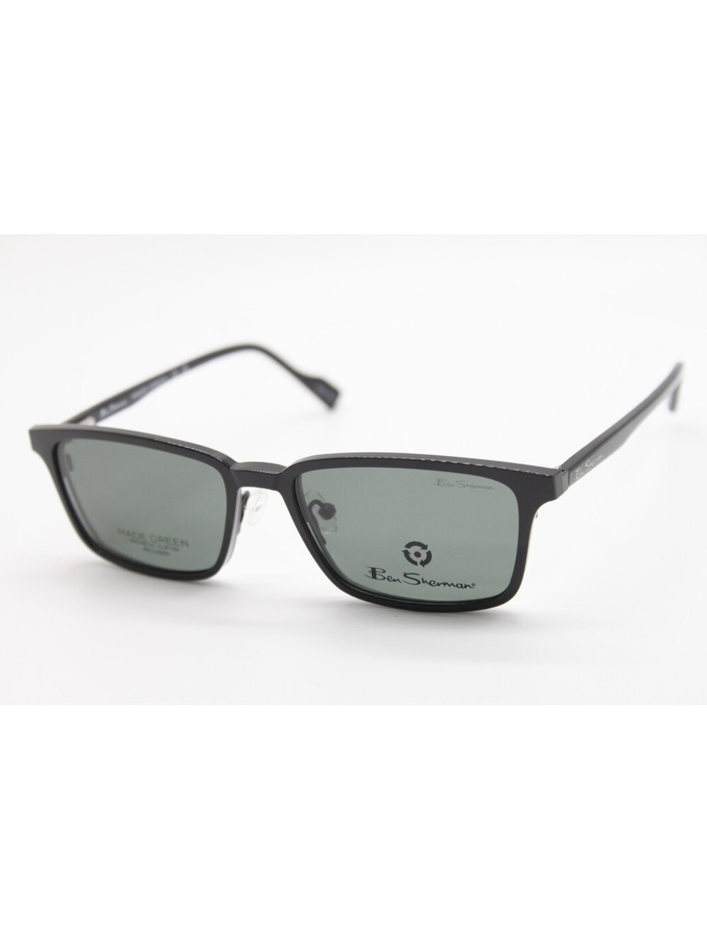 NEW BEN SHERMAN LUDGATECP C01 BLACK AUTHENTIC SUNGLASSES W/CLIP-ON 54-17